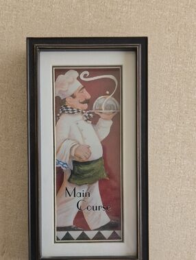 Chef Wall Art – Main Course Illustration in Black Frame